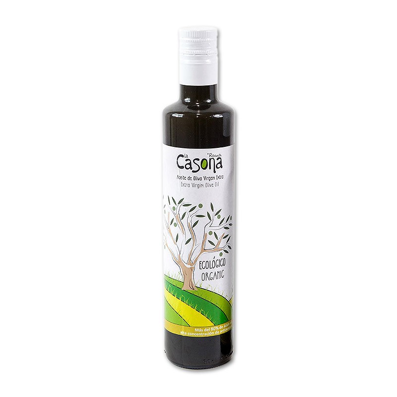 500 ml Bottle. Organic EVOO picual variety and early crop
